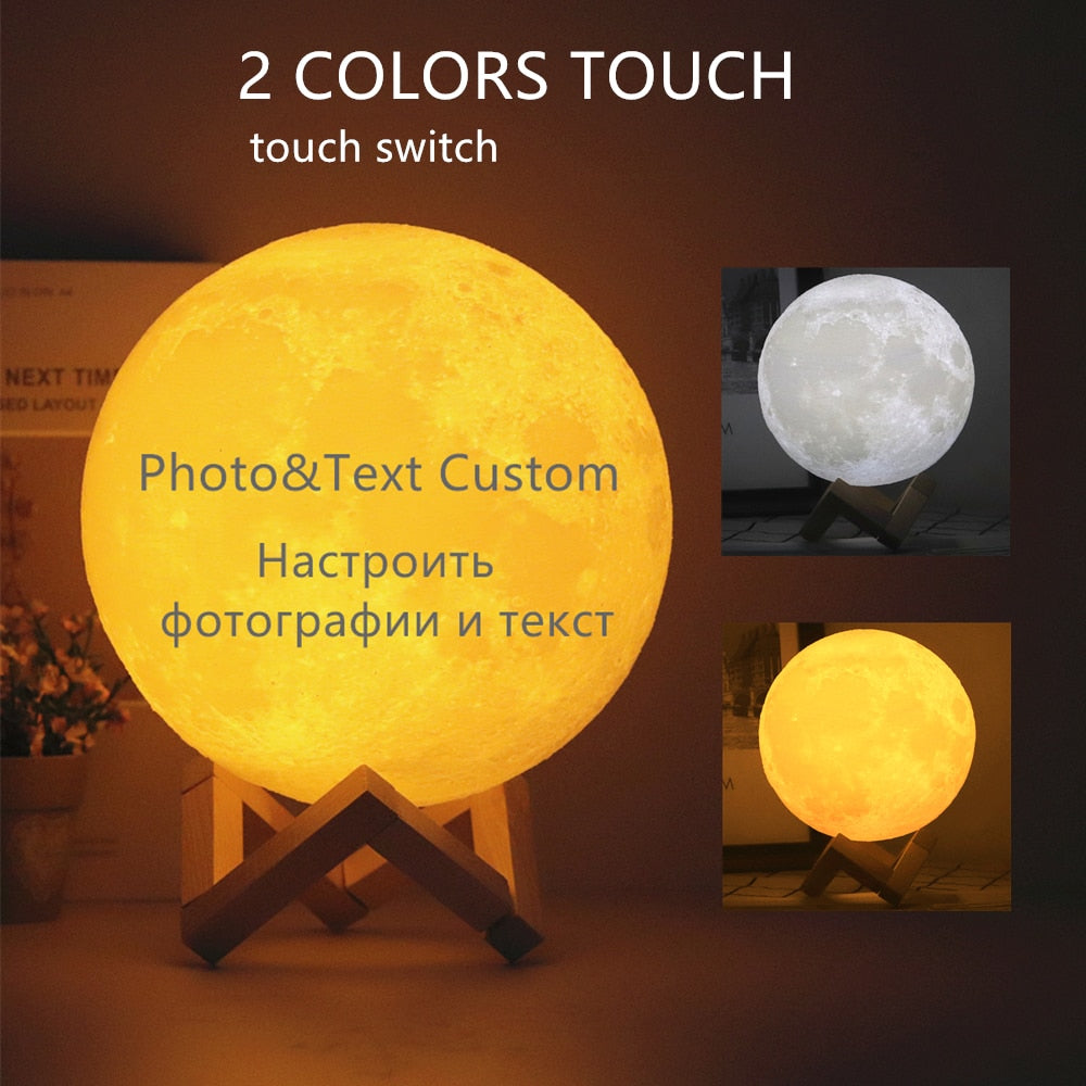 Dropship Photo/Text Custom Moon Lamp Night Light 3D Print Rechargeable Personalized Timing Moon Light Gift for Kids,Girlfriend