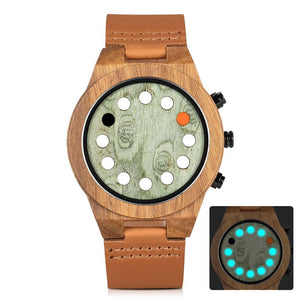 Wooden Luminous 12 Holes Timer  Watch