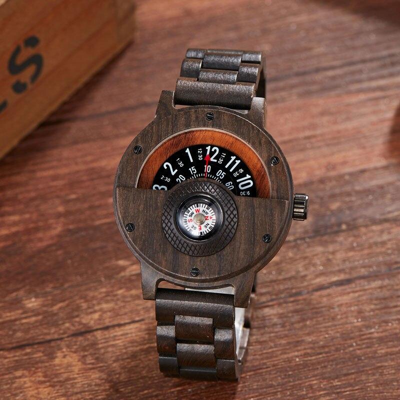 Natural Wood Compass Wristwatch🎁✨ - Carved Nature