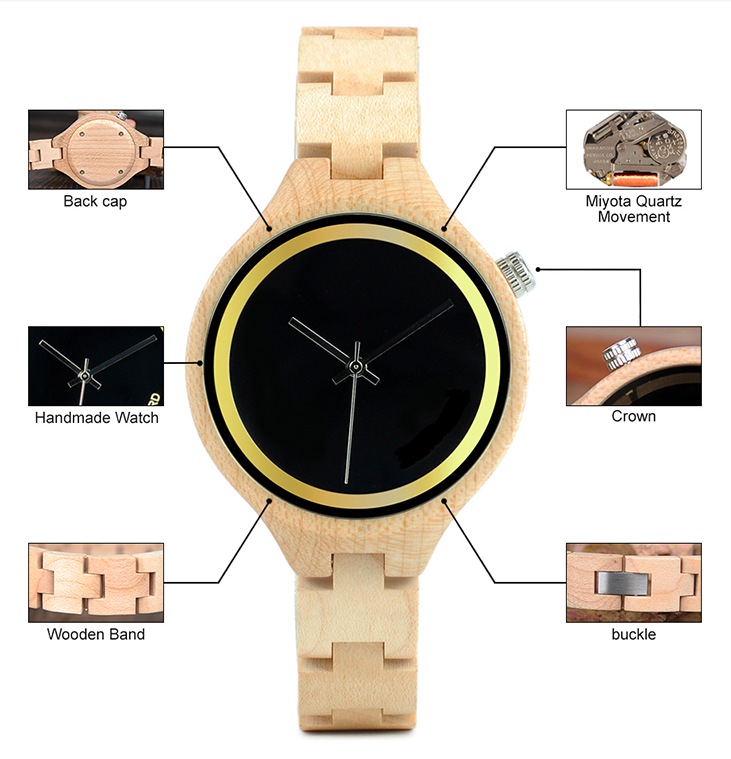 Personalize Dial Wooden watch For Women