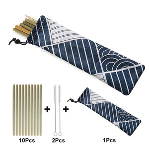 Reusable Bamboo & Stainless Steel Straws Sets