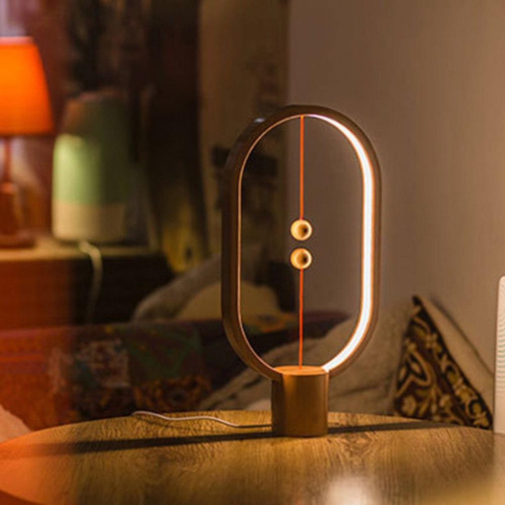 Wooden Creative Magnetic Switch Balance USB Light Lamp