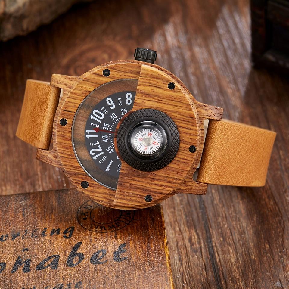 Natural Wood Compass Wristwatch🎁✨ - Carved Nature